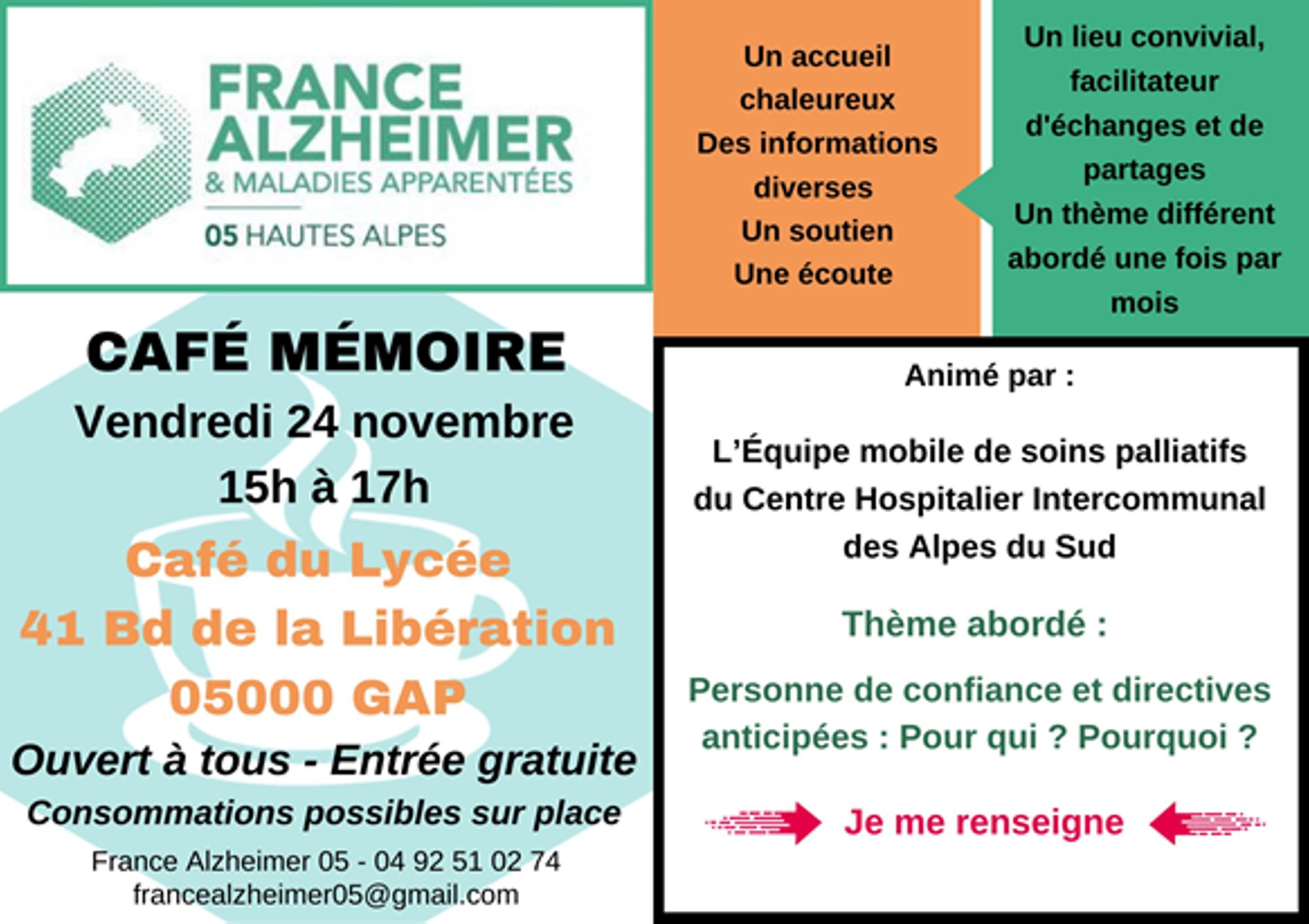 Café mémoire Novembre - France Alzheimer 05