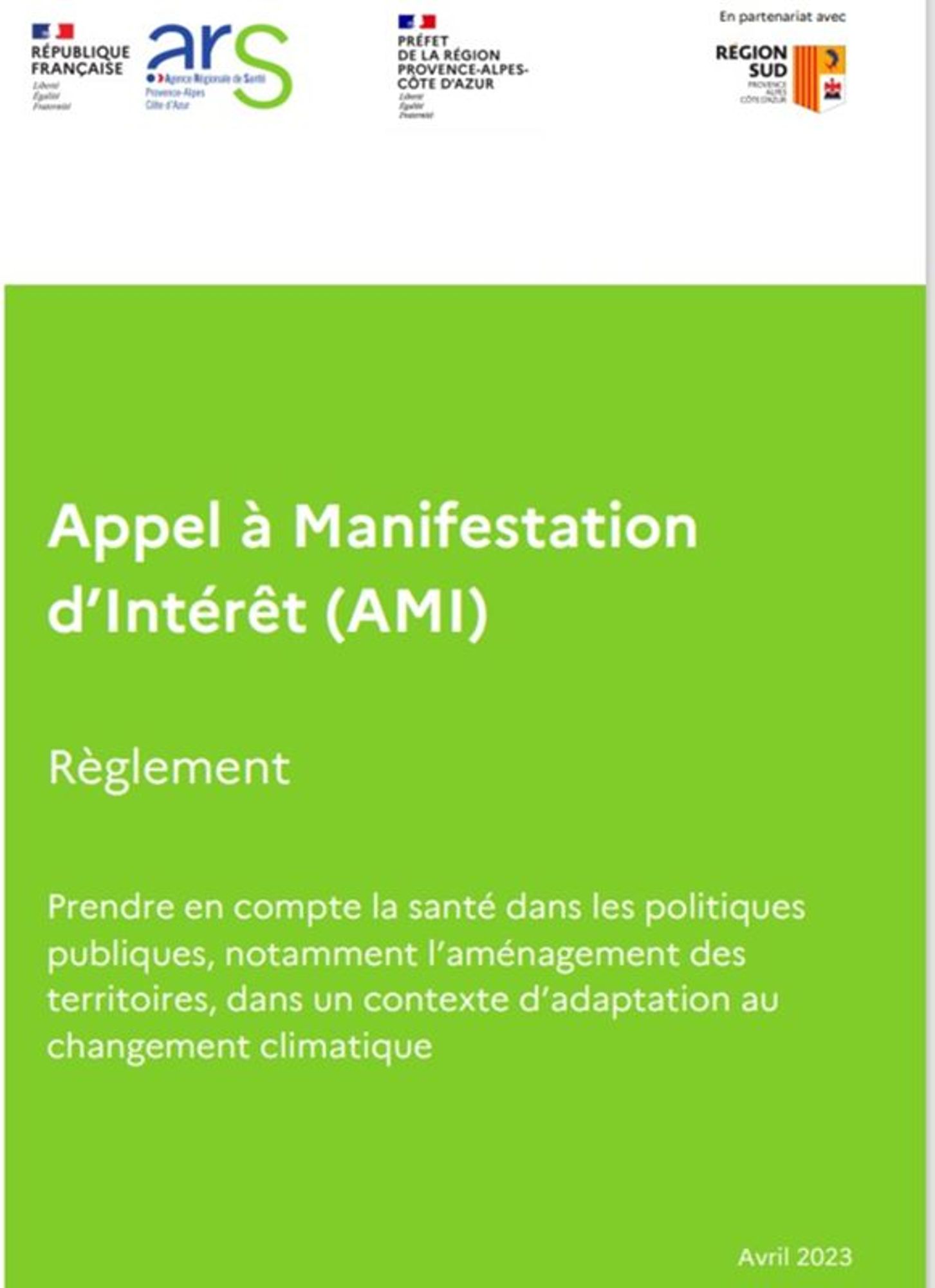 Appel à Manifestation d’Intérêt ARS-DREAL Paca 2023 