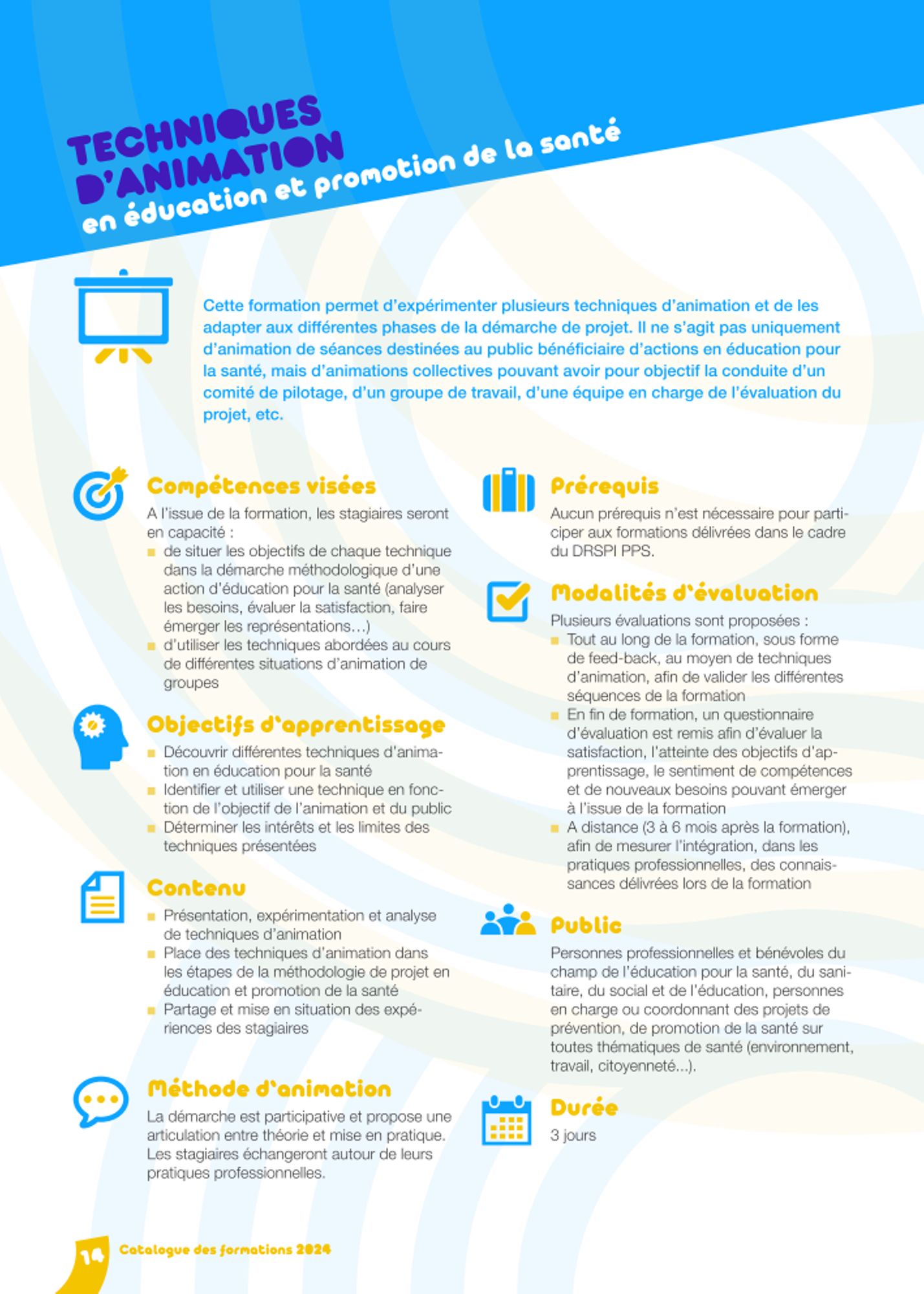 Techniques d'animation en éducation et promotion de la santé 2025